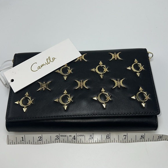 🖤💛NWT CAMILLA GOLD CHAIN FLAP CROSSBODY BAG IN SOLID BLACK WITH GOLD HARDWARE - Picture 15 of 16